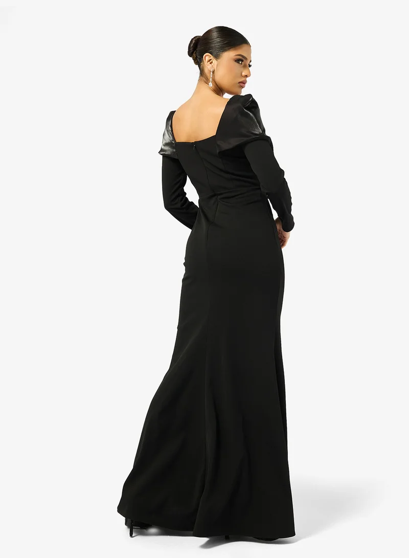 ايرا فستان بأكمام كاملة وتفاصيل زهور